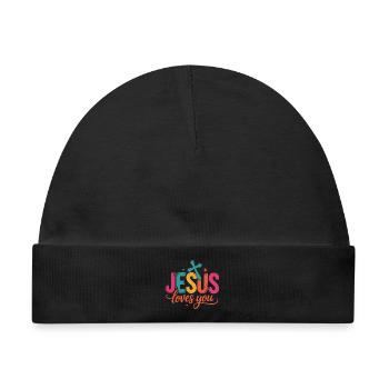 Jesus Loves You - Baby Premium Organic Mütze - Schwarz - Vorne
