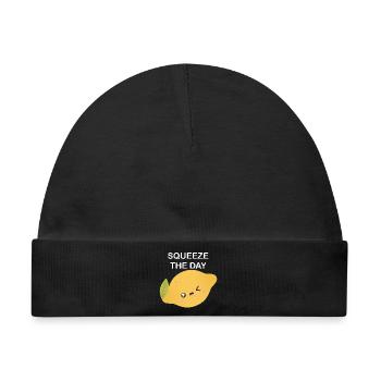 Squeeze the Day Zitronen-Charm - Baby Premium Organic Mütze - Schwarz - Vorne