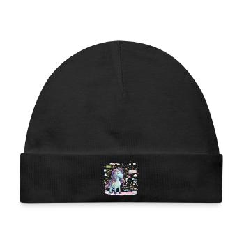 Unicorn Technikzauber Illustration - Baby Premium Organic Mütze - Schwarz - Vorne