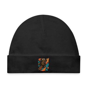 Bouldern Waschbär Klettern Motivation Geschenk - Baby Premium Organic Mütze - Schwarz - Vorne