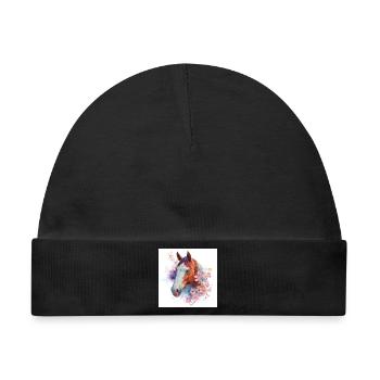 Aquarell Pferdeblüte - Baby Premium Organic Mütze - Schwarz - Vorne
