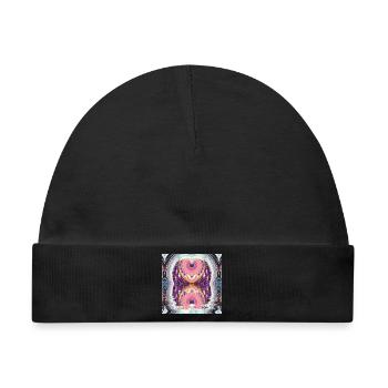 Kreismandala Reflexion in Neonfarben - Baby Premium Organic Mütze - Schwarz - Vorne