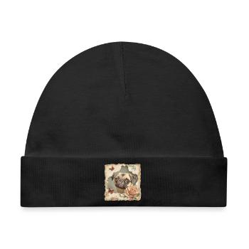 Mops Vintage - Baby Premium Organic Mütze - Schwarz - Vorne