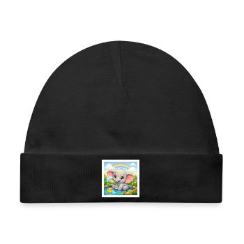 Elli der Elefant - Baby Premium Organic Mütze - Schwarz - Vorne