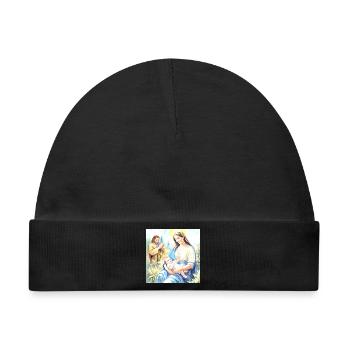 Jesu Geburt – Die Heilige Familie - Baby Premium Organic Mütze - Schwarz - Vorne