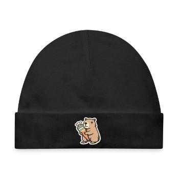 Capybara Schulkind – 1. Klasse - Baby Premium Organic Mütze - Schwarz - Vorne