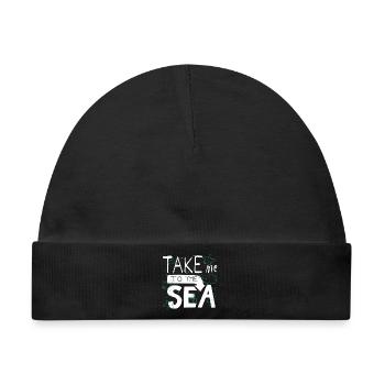 Take Me to the Sea – Doodle Meer Spruch - Baby Premium Organic Mütze - Schwarz - Vorne