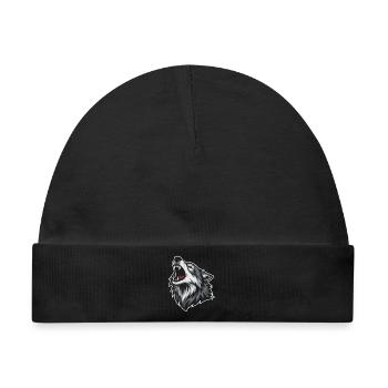 Wild Wolf Heult Rotaugen-Maskottchen Wolf Maskottchen - Baby Premium Organic Mütze - Schwarz - Vorne