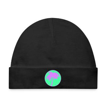 Neon Palmenkreis Silhouette - Baby Premium Organic Mütze - Schwarz - Vorne