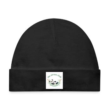 Stressfreier Club Panda in Hängematte - Baby Premium Organic Mütze - Schwarz - Vorne