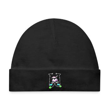 Neon-Mood Flip - Das Umdreh-Gesicht - Baby Premium Organic Mütze - Schwarz - Vorne