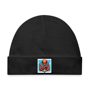 Oktopus umarmt einen Anker - Baby Premium Organic Mütze - Schwarz - Vorne