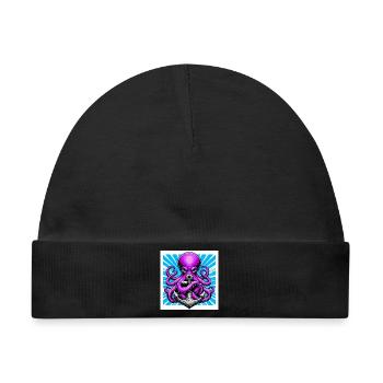Oktopus umarmt einen Anker - Baby Premium Organic Mütze - Schwarz - Vorne