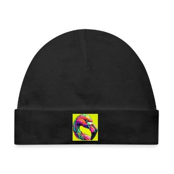 Flamingo - Baby Premium Organic Mütze - Schwarz - Vorne