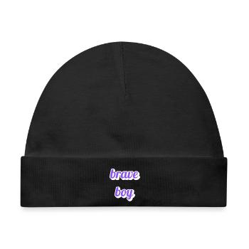 Brave Boy Schriftzug - Baby Premium Organic Mütze - Schwarz - Vorne