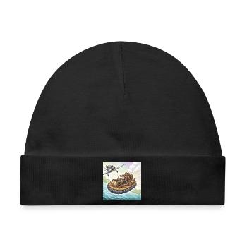 Steampunk-Luftboot-Flussjagd - Baby Premium Organic Mütze - Schwarz - Vorne