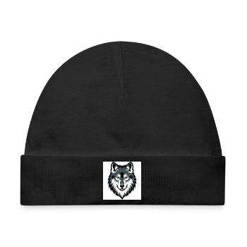 Wolf Graphic Emblem - Baby Premium Organic Mütze - Schwarz - Vorne