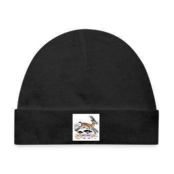 Gazelle in goldener Landschaft - Baby Premium Organic Mütze - Schwarz - Vorne