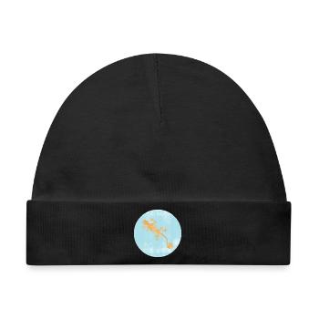 Orangen-Gecko auf blauem Kreis - Baby Premium Organic Mütze - Schwarz - Vorne