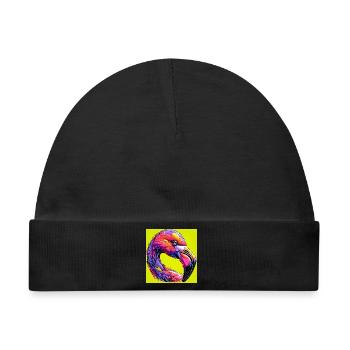 Flamingo - Baby Premium Organic Mütze - Schwarz - Vorne