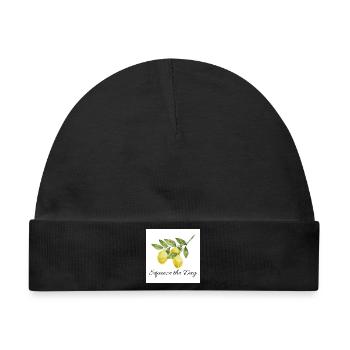 Squeeze the Day Lemon Botanical Design - Baby Premium Organic Mütze - Schwarz - Vorne