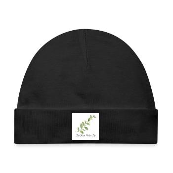 Less Rush, More Life | Minimalist Botanical Vintag - Baby Premium Organic Mütze - Schwarz - Vorne