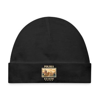 Polen Krakau Vintage Reisemarke - Baby Premium Organic Mütze - Schwarz - Vorne