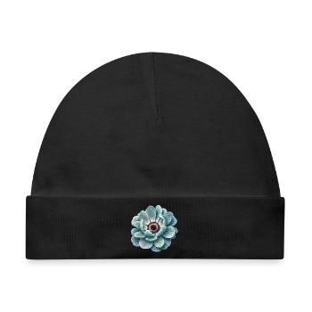 Anemone wassertropfen blüte Blaugrün - Baby Premium Organic Mütze - Schwarz - Vorne