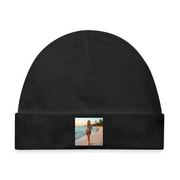 Blauer Bikini am Tropenstrand - Baby Premium Organic Mütze - Schwarz - Vorne