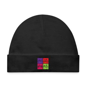 Farbenfrohe, unruhige Fahrrad-Popkunst - Baby Premium Organic Mütze - Schwarz - Vorne