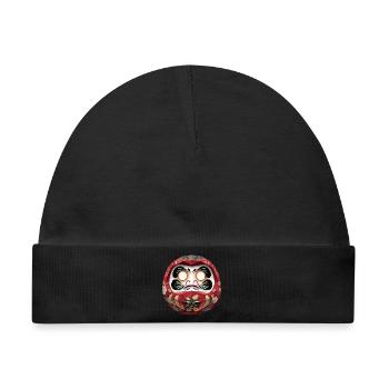 Blumenkreis-Daruma im Feststil Daruma Origami - Baby Premium Organic Mütze - Schwarz - Vorne