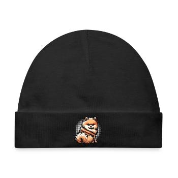 Zwergspitz Zwergspitze Spitzhund Zwergspitzhalter - Baby Premium Organic Mütze - Schwarz - Vorne