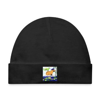Capybara im Seerosen Teich - Baby Premium Organic Mütze - Schwarz - Vorne