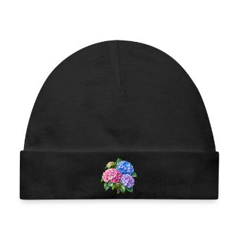 Hortensie Farbenspiel Print - Baby Premium Organic Mütze - Schwarz - Vorne
