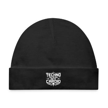 Techno Is My Cardio Rave Hard Techno Spruch - Baby Premium Organic Mütze - Schwarz - Vorne