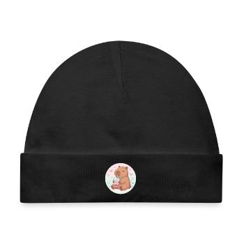 Kawaii Capybara Girls Boba Tea Anime Capibara Love - Baby Premium Organic Mütze - Schwarz - Vorne