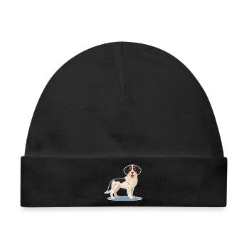 Dreifarbiger Hund (Tupfen im Fell) - Baby Premium Organic Mütze - Schwarz - Vorne