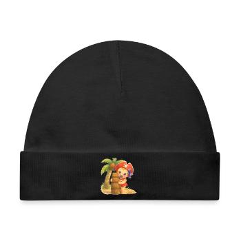 I - Buchstabe: Kleines Piratenbaby am Strand - Baby Premium Organic Mütze - Schwarz - Vorne