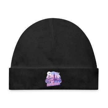 Stockholm Skyline Pink – Stolz & Souvenir Spruch - Baby Premium Organic Mütze - Schwarz - Vorne