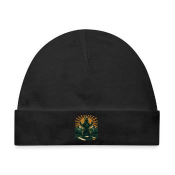 Wild Bear Mountain Forest – Vintage Natur - Baby Premium Organic Mütze - Schwarz - Vorne