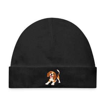 Fröhlicher Beagle Clipart - Baby Premium Organic Mütze - Schwarz - Vorne