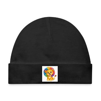 Regenbogenlöwe Farbspiel - Baby Premium Organic Mütze - Schwarz - Vorne