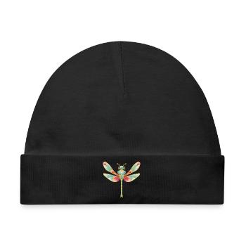 Magische Libelle im Buntglas-Stil - Baby Premium Organic Mütze - Schwarz - Vorne