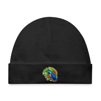 Tropischer Blauparrot im Tropenwald - Baby Premium Organic Mütze - Schwarz - Vorne