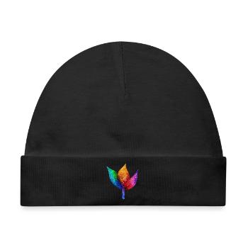 Regenbogengeometrisches Blatt - Baby Premium Organic Mütze - Schwarz - Vorne