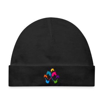 Hobby-Futter – Bunte Stockpferde - Baby Premium Organic Mütze - Schwarz - Vorne