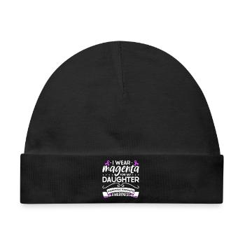 Magenta für Tochter - EOE Support - Baby Premium Organic Mütze - Schwarz - Vorne