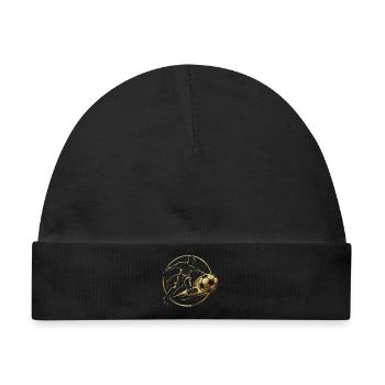 Goldenes Fußballkick-Emblem - Baby Premium Organic Mütze - Schwarz - Vorne