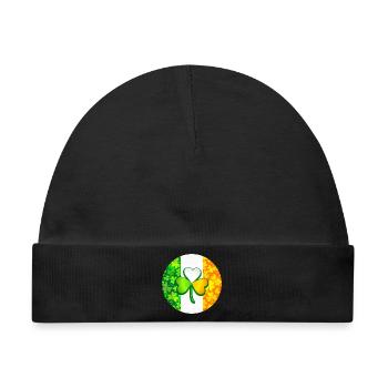 Kleeblatt auf irischer Flagge mit Kleeblättern - Baby Premium Organic Mütze - Schwarz - Vorne