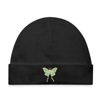 Luna-Motte mit langen Bandschwänzen - Baby Premium Organic Mütze - Schwarz - Vorne